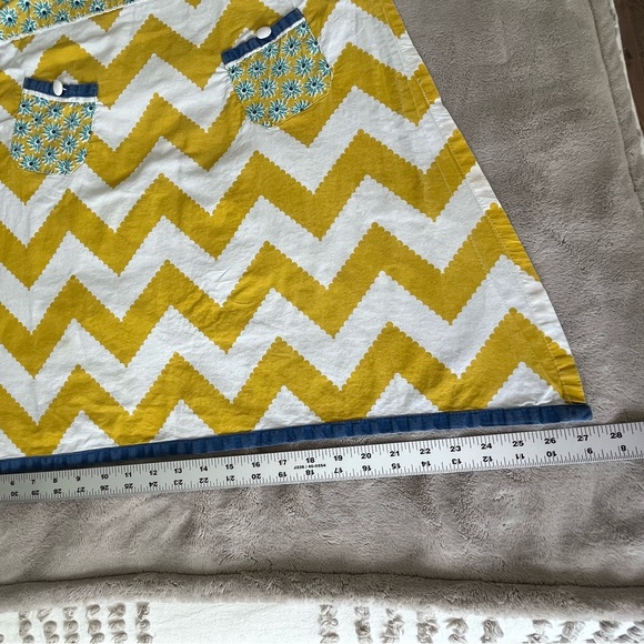 Vintage Inspired Quirky Whimsy Mixed Print Apron Floral Chevron Bib Front - Picture 14 of 16